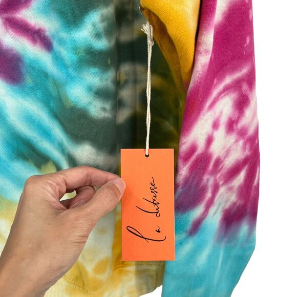 La Detresse Revolve Womens Tropical Pullover Tie Dye Fleece Sweatshirt Medium M - Picture 7 of 11
